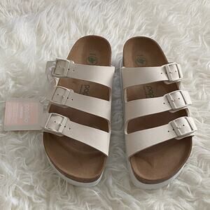 NWT Birkenstock Papillio Florida Vegan Flex Platform in Eggshell, size 40